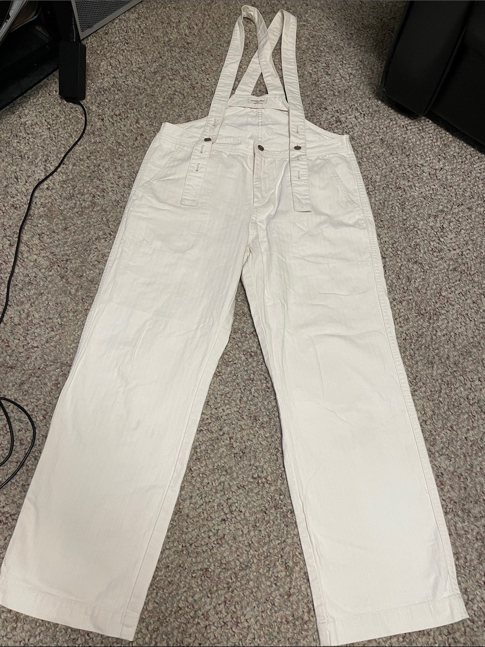 Samansa mos2 White Cotton Overalls with Adjustable Straps